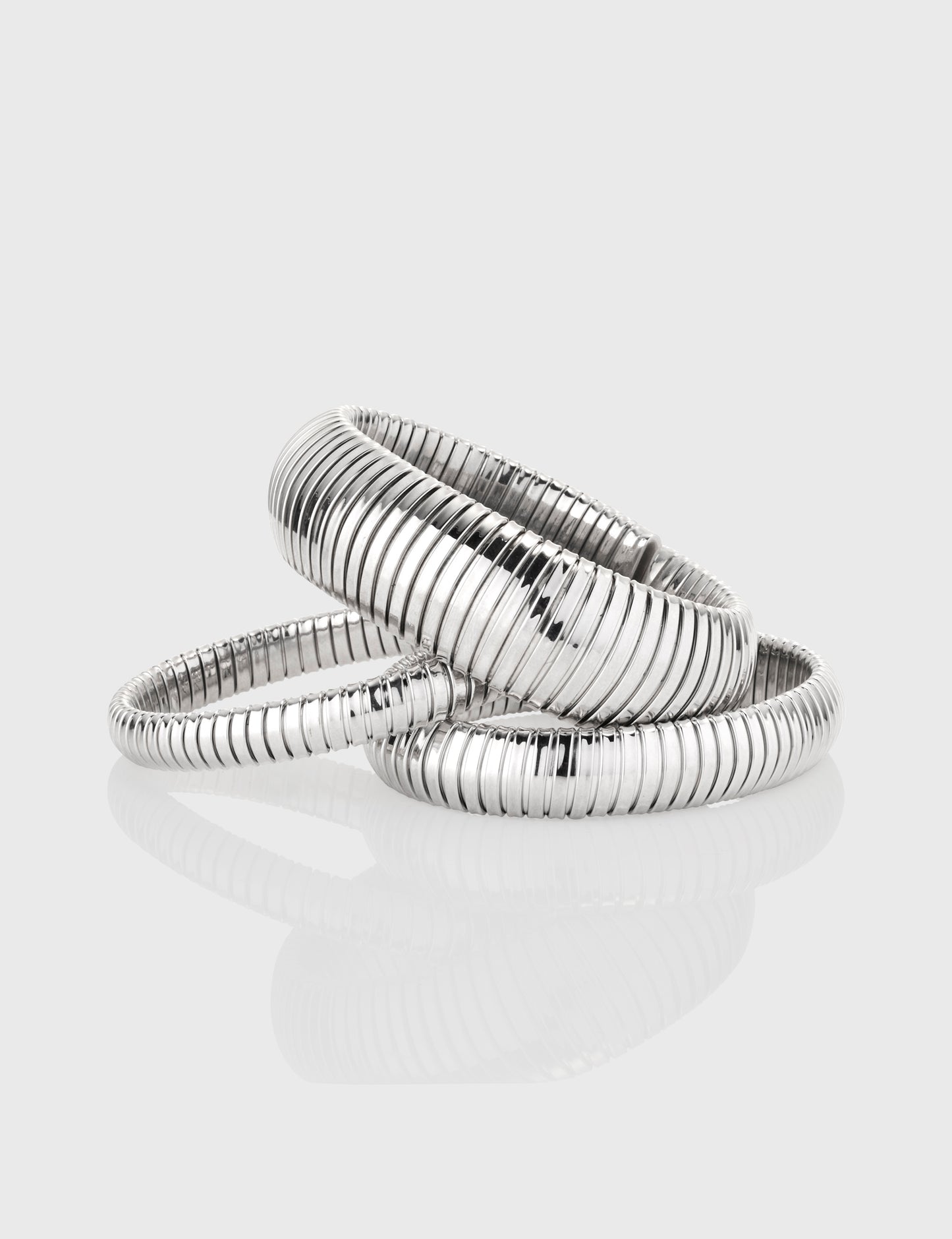 Domed Tubogas Cuff Bracelet 8mm - White Gold