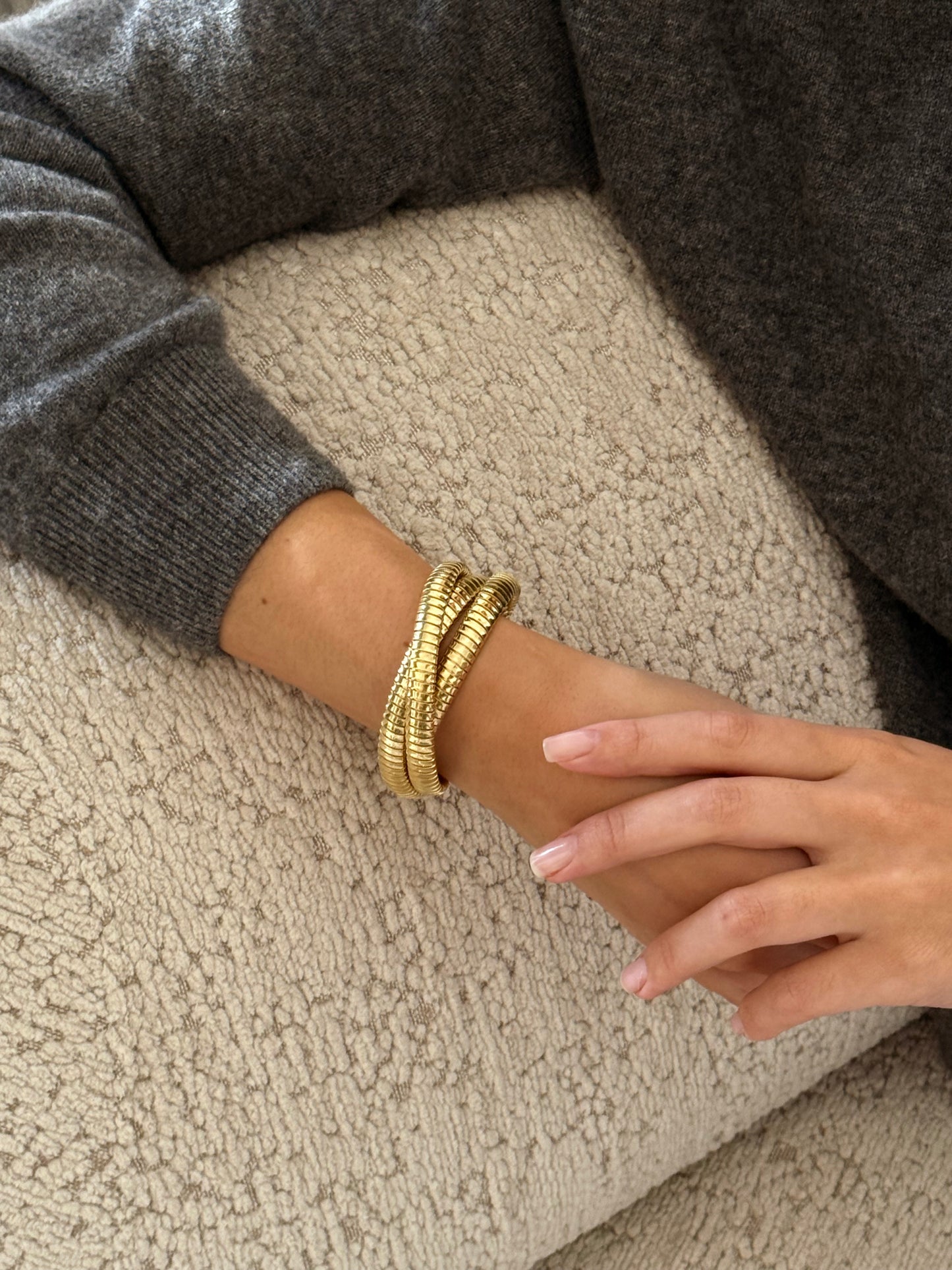 Trinity Rolling Tubogas Bracelet 8mm - Yellow Gold