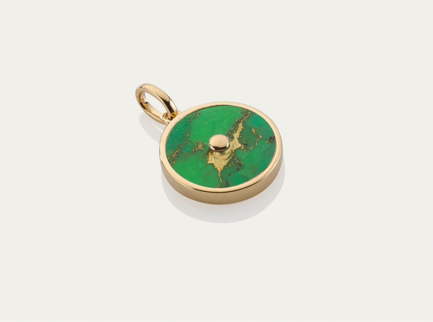 Green Turquoise with Diamond Button Pendant