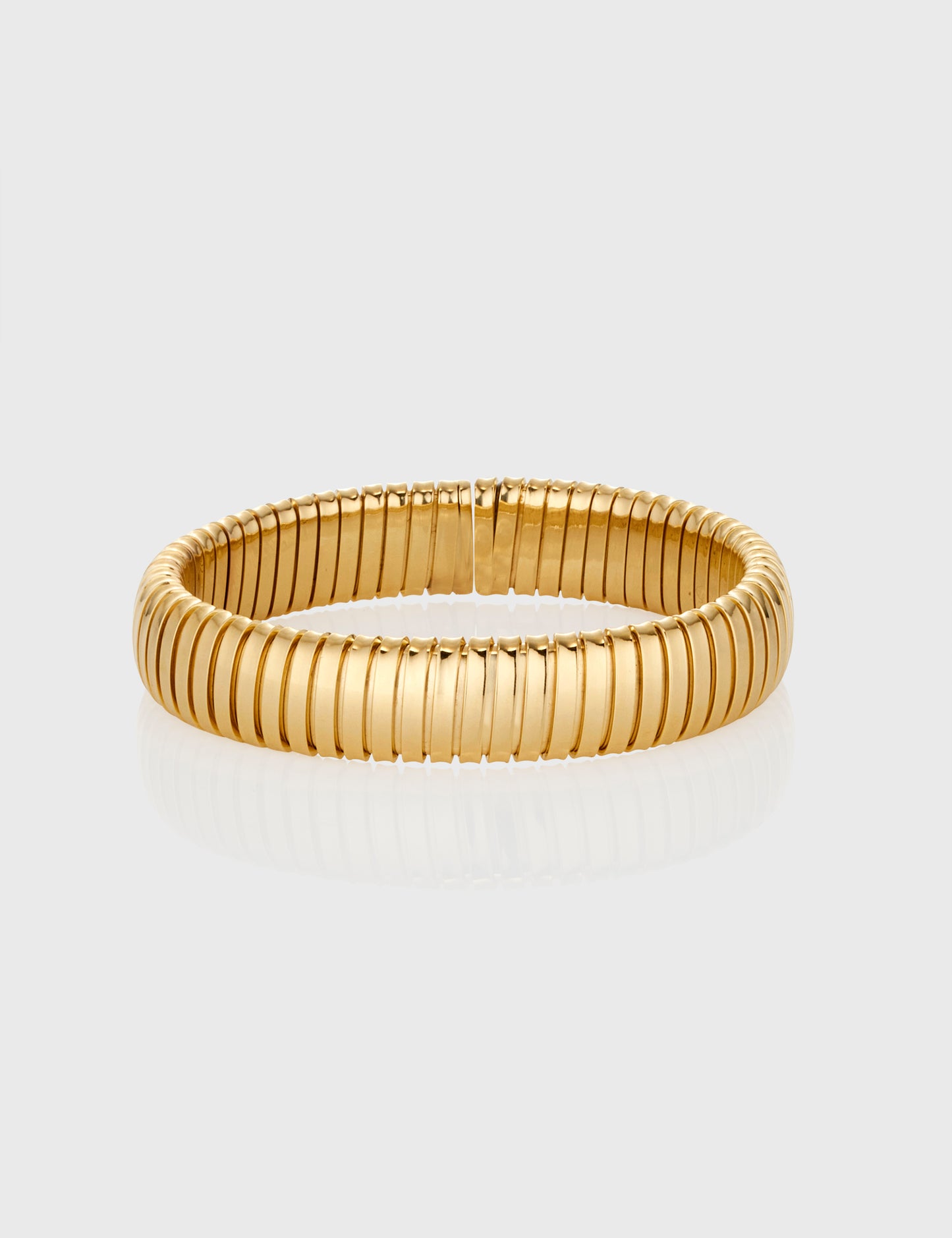Domed Tubogas Cuff Bracelet 12mm - Yellow Gold