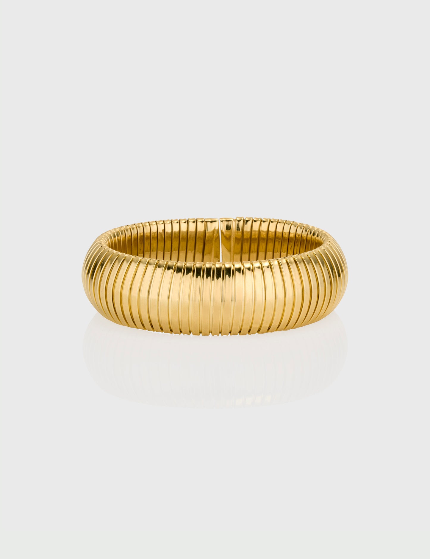 Domed Tubgoas Cuff Bracelet 20mm - Yellow Gold