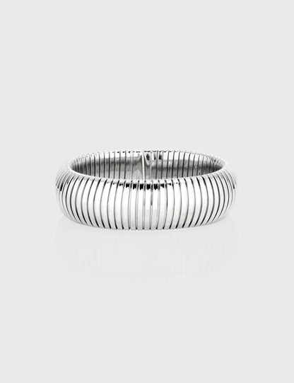 Domed Tubgoas Cuff Bracelet 20mm -  White Gold