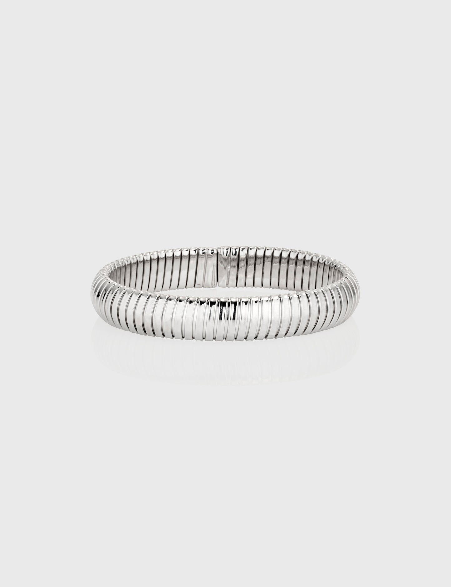 Domed Tubogas Cuff Bracelet 12mm - White Gold