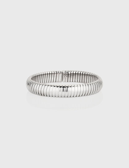 Domed Tubogas Cuff Bracelet 12mm - White Gold