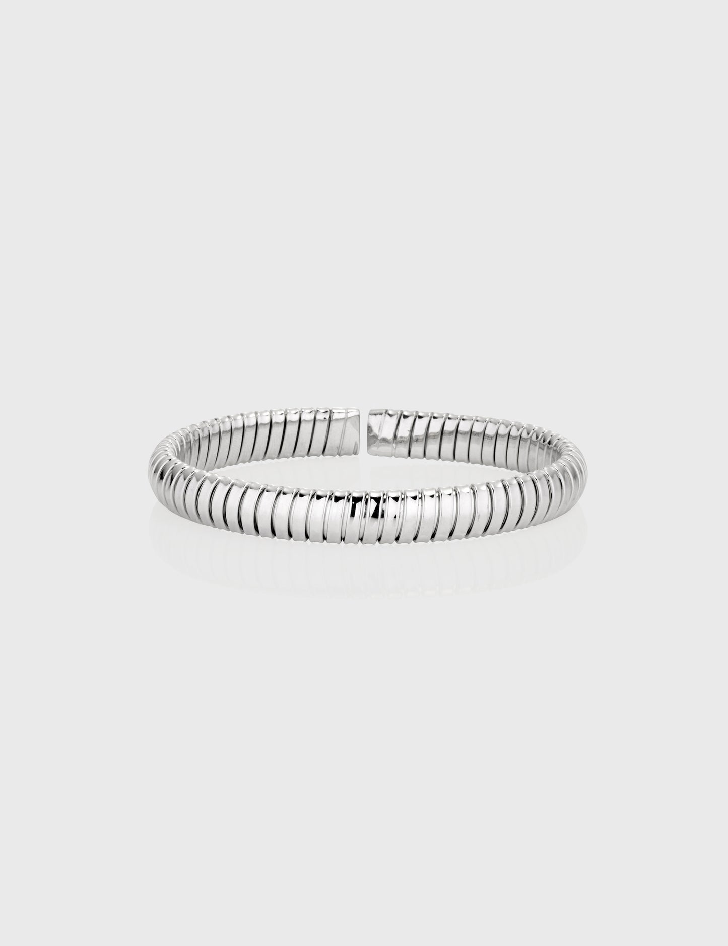 Domed Tubogas Cuff Bracelet 8mm - White Gold