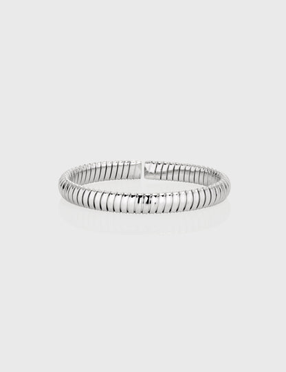 Domed Tubogas Cuff Bracelet 8mm - White Gold