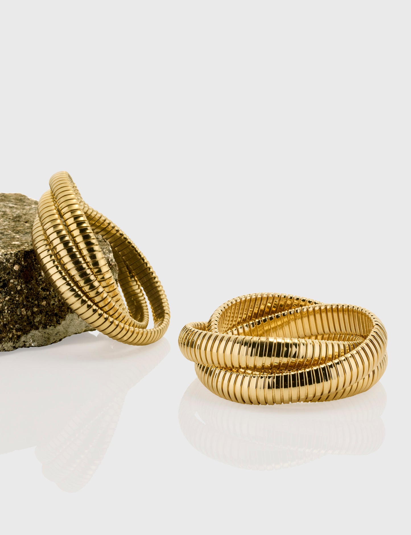 Trinity Rolling Tubogas Bracelet 12mm - Yellow Gold