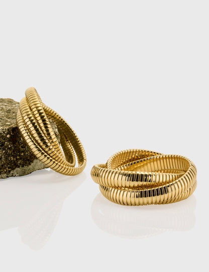 Trinity Rolling Tubogas Bracelet 12mm - Yellow Gold