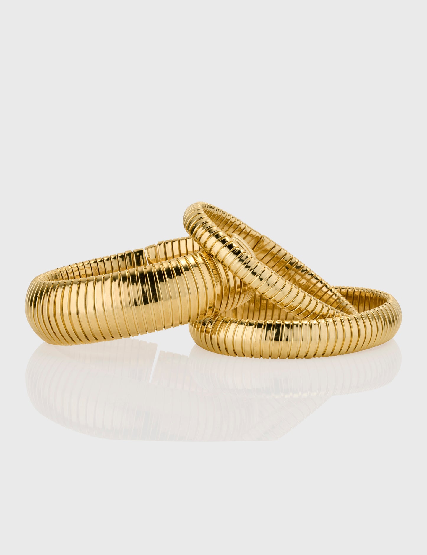 Domed Tubogas Cuff Bracelet 8mm - Yellow Gold