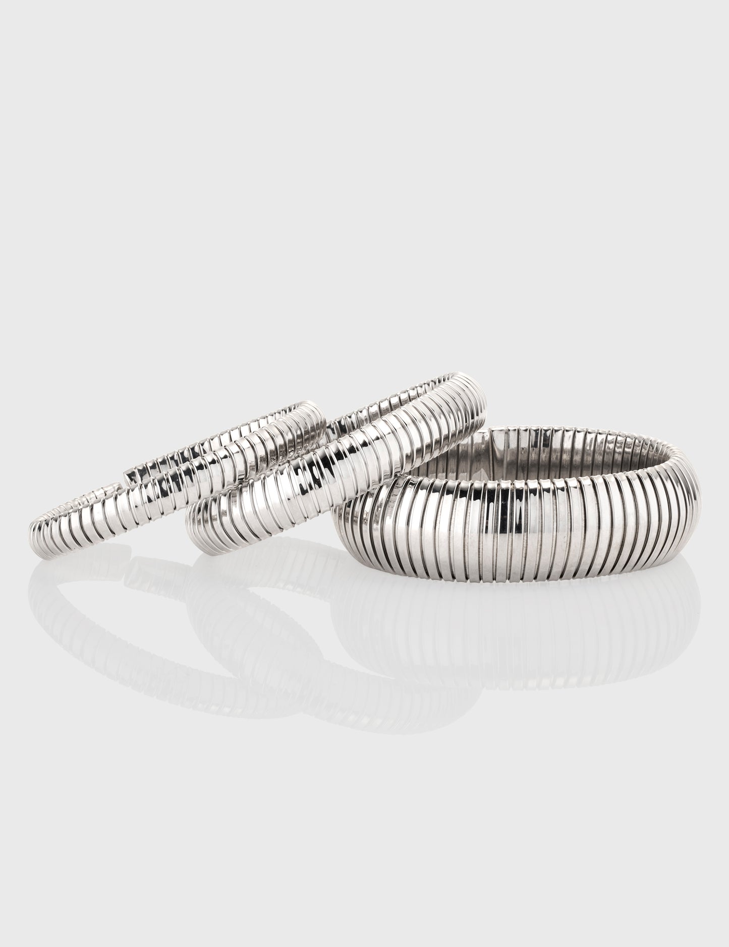 Domed Tubogas Cuff Bracelet 12mm - White Gold