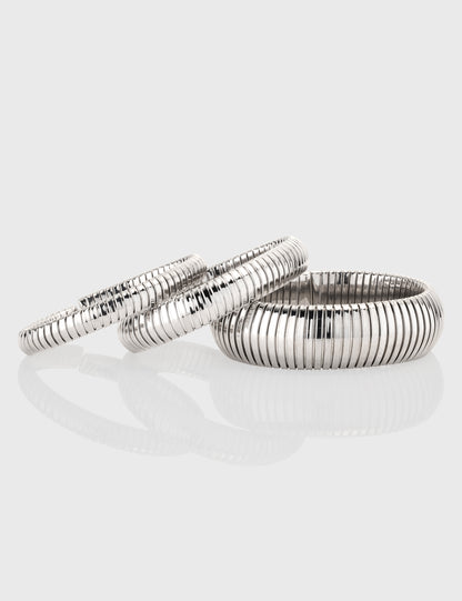 Domed Tubogas Cuff Bracelet 12mm - White Gold