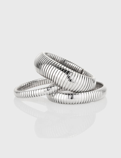Domed Tubogas Cuff Bracelet 8mm - White Gold