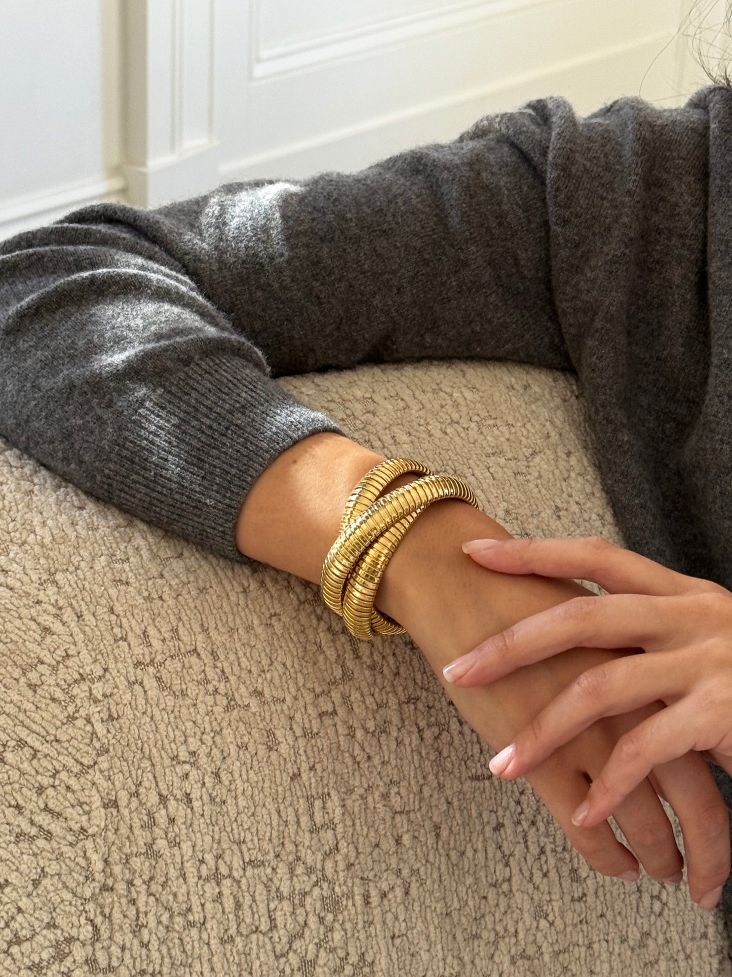 Trinity Rolling Tubogas Bracelet 12mm - Yellow Gold