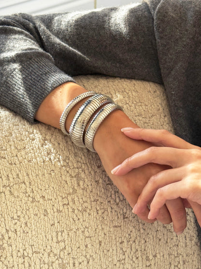 Domed Tubogas Cuff Bracelet 8mm - White Gold