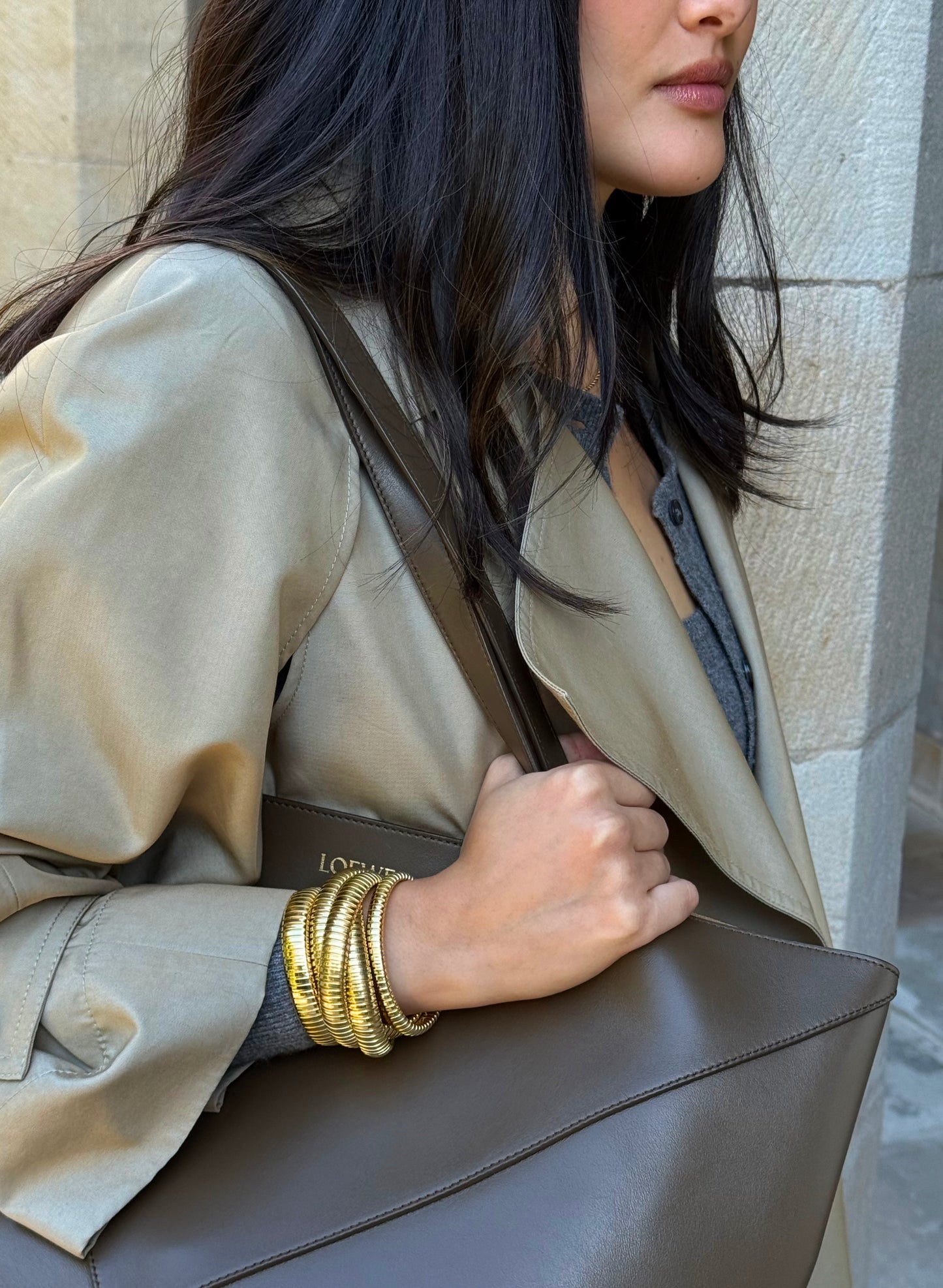 Domed Tubogas Cuff Bracelet 8mm - Yellow Gold
