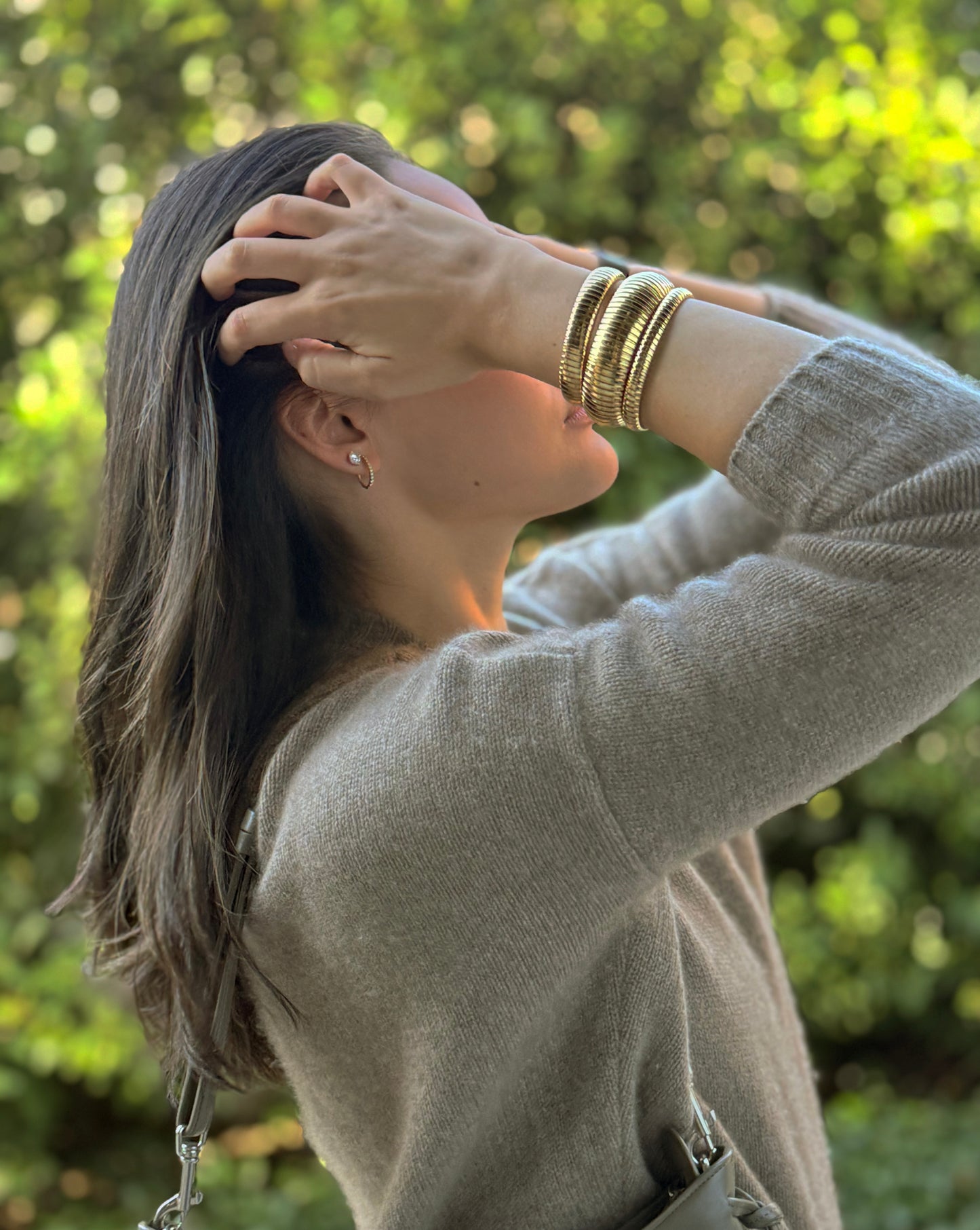 Domed Tubogas Cuff Bracelet 12mm - Yellow Gold