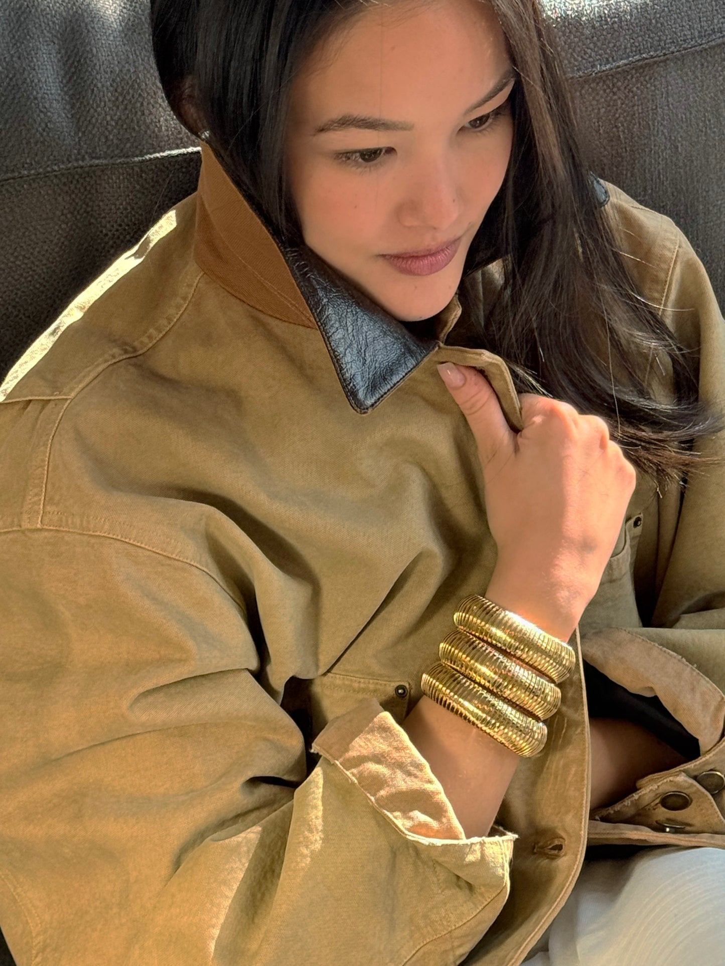 Domed Tubgoas Cuff Bracelet 20mm - Yellow Gold