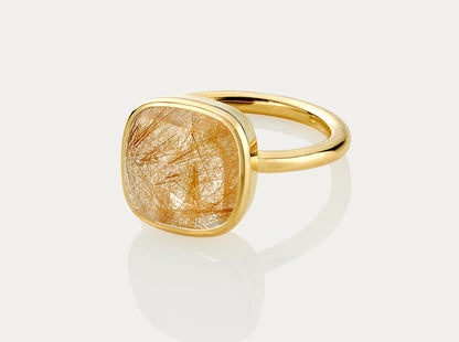 Bobo Ring Cabochon - Golden Rutile 12mm