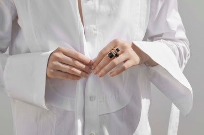 Bobo Onyx Square brillite cut Ring 12mm