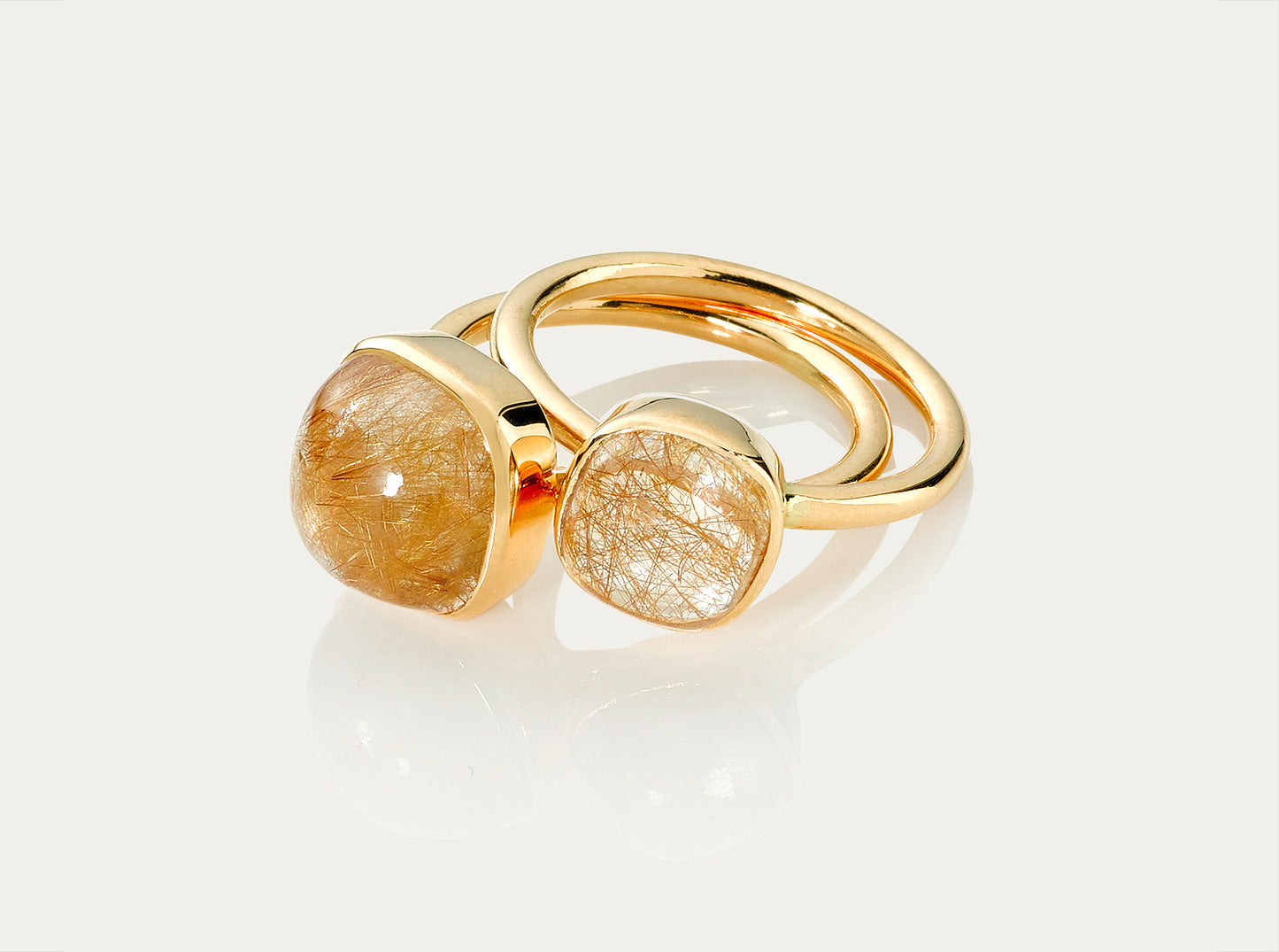 Bobo Ring Cabochon - Golden Rutile 10mm