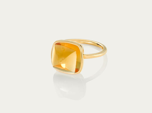 SUGARLOAF Cut Ring - CITRINE 12MM, 18K Gold