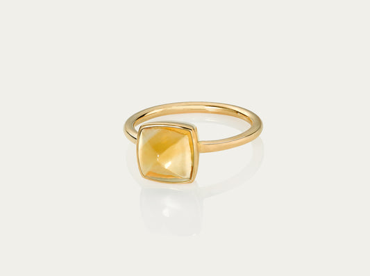 SUGARLOAF Cut Ring - CITRINE 8MM, 18K Gold