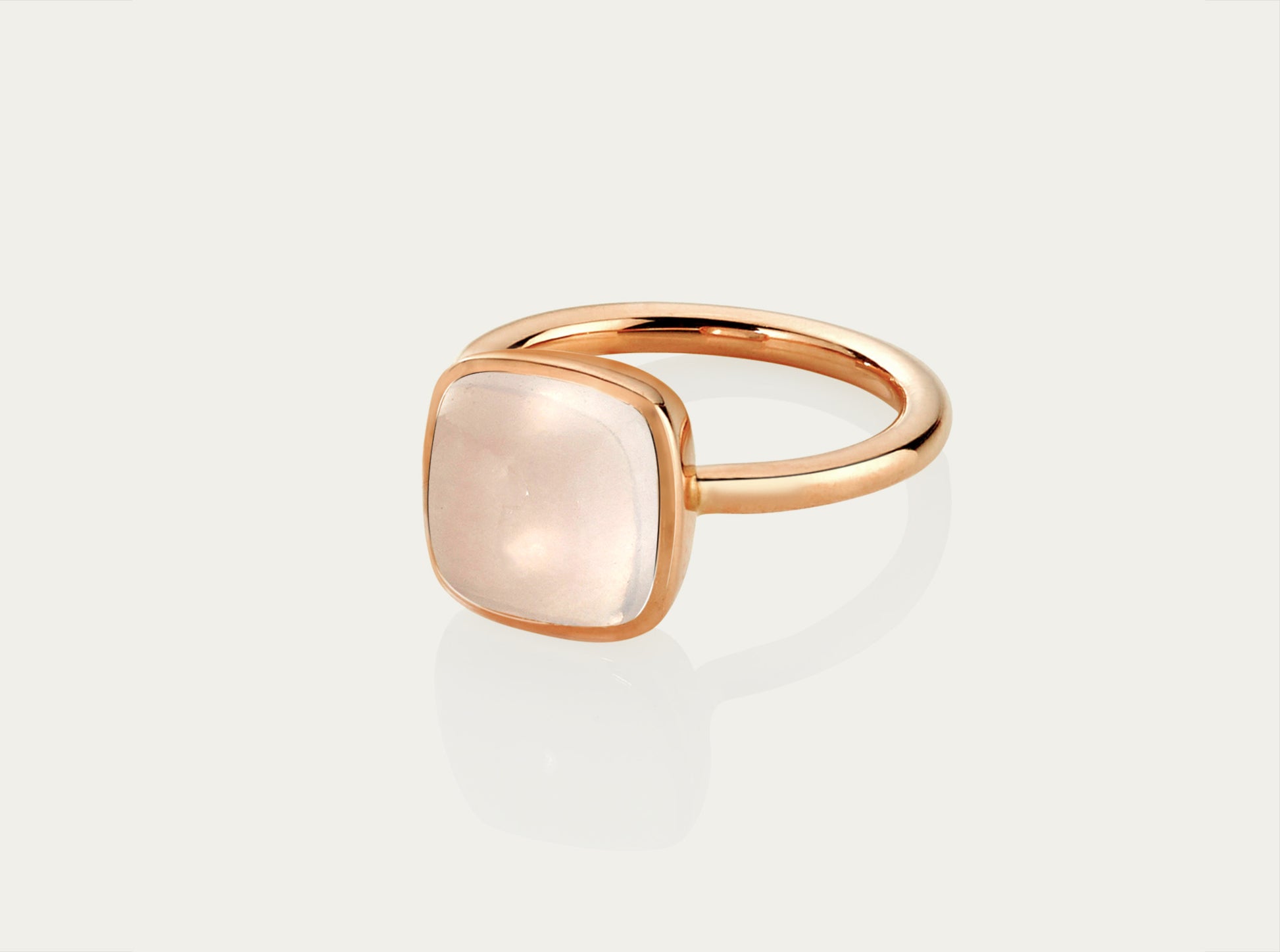 CABOCHON Ring 10MM - ROSE QUARTZ 18Rose Gold