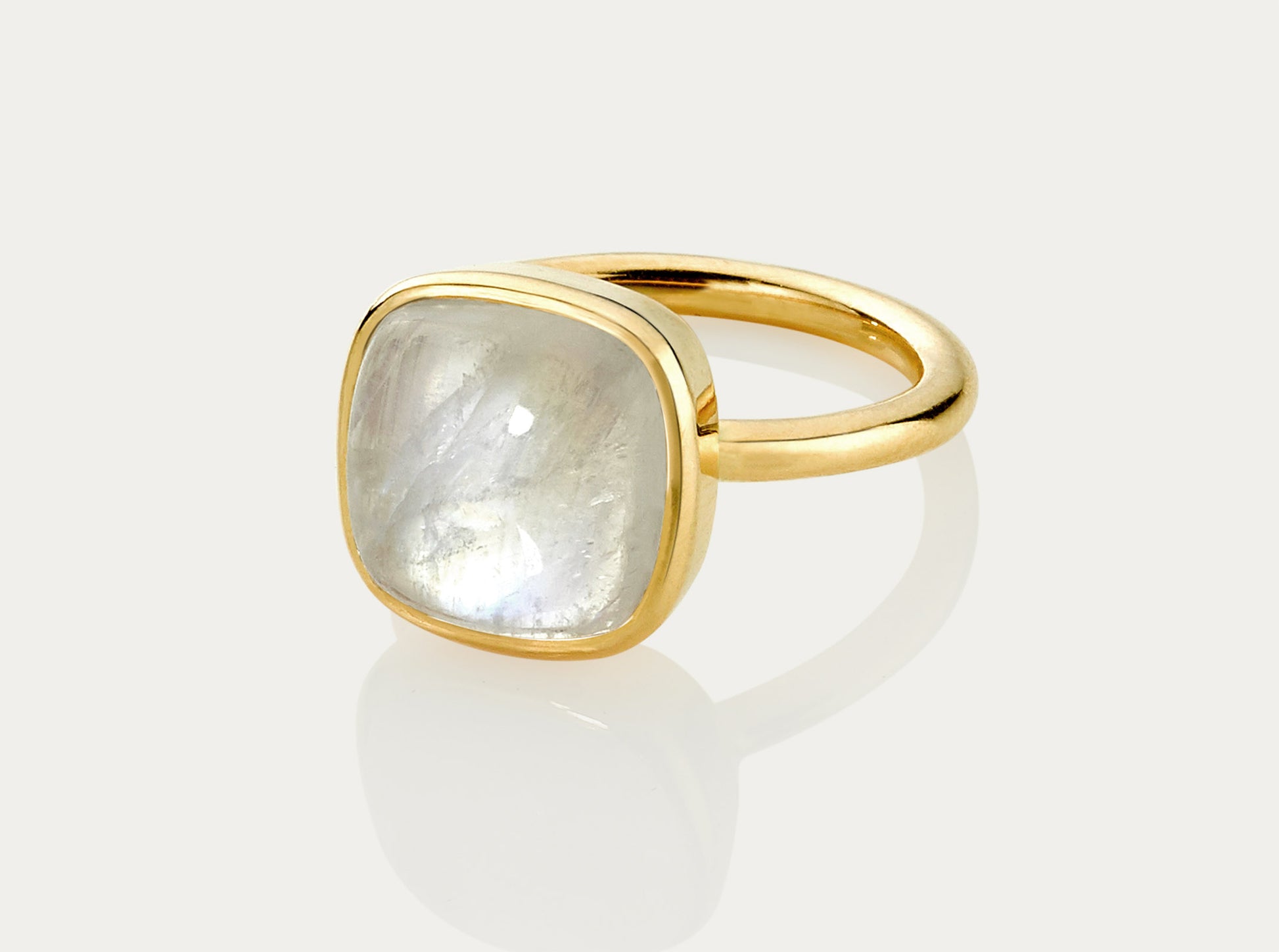 CABOCHON Cut Ring  12MM - MOONSTONE 18K Yellow Gold