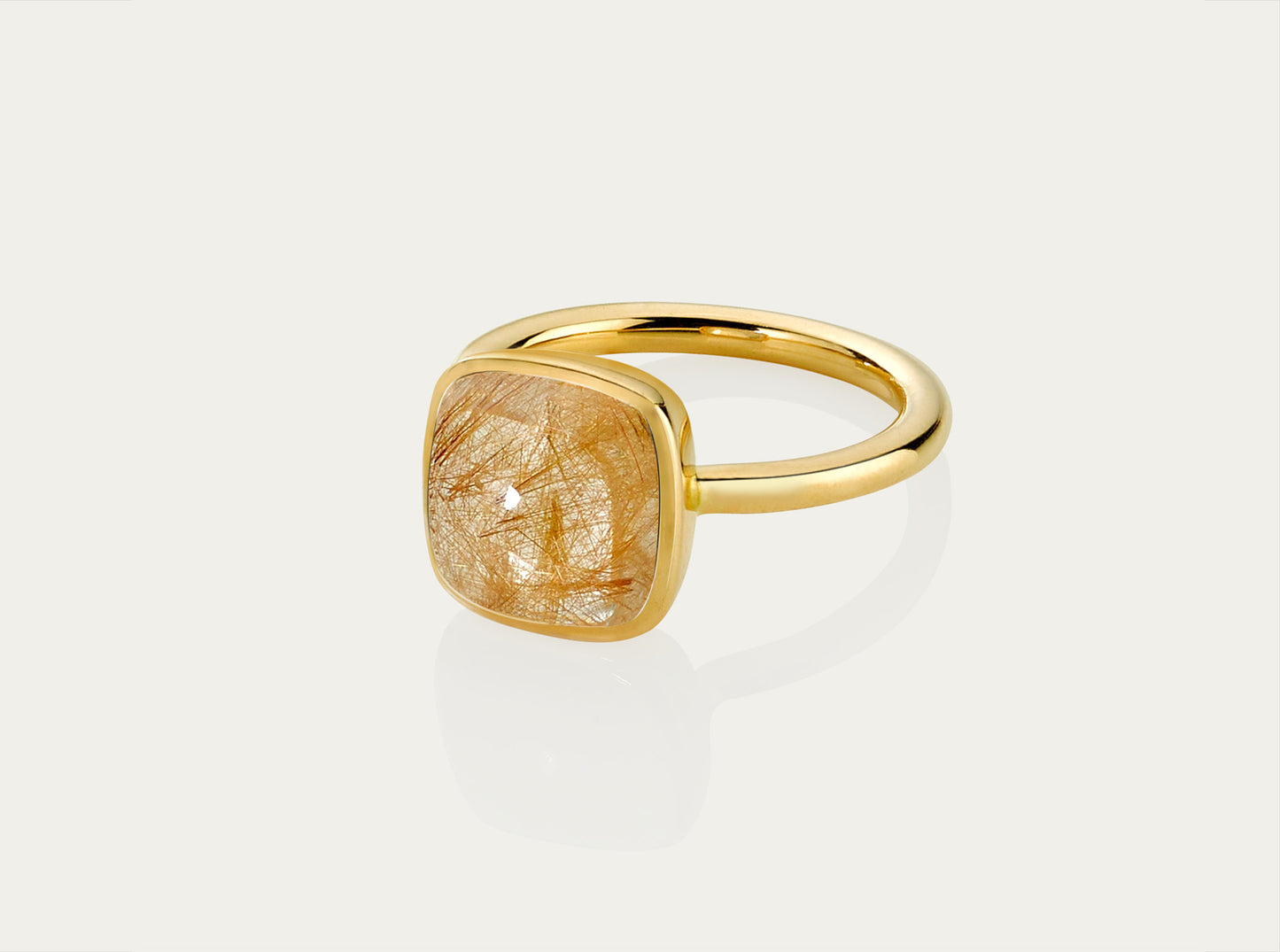 CABOCHON 10MM Ring - GOLDEN RUTILE 18YG