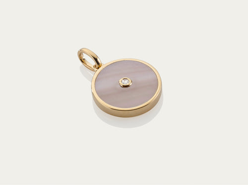 Pink Moonstone with Diamond Button Pendant