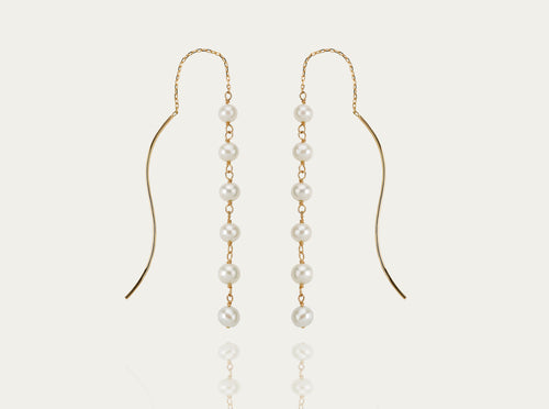 Gold Earrings with Seed Pearls