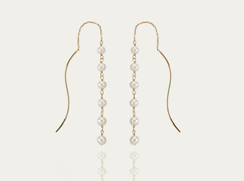 Full Moon Gold Earrings with Akoya Pearl (pair)